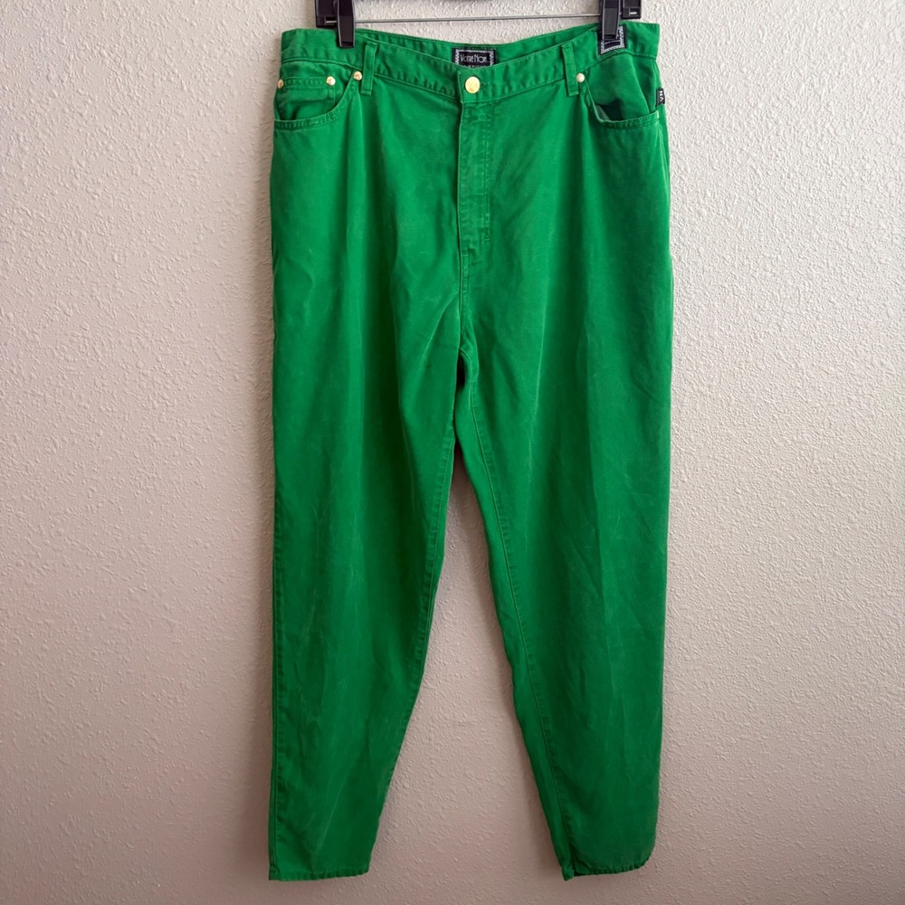 Votre Nom Bright Green Tencel Soft Straight Jeans Pants 46/US 14 Made in France
